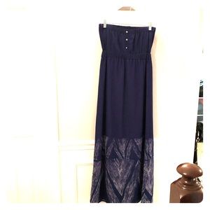 The Limited Navy strapless maxi dress